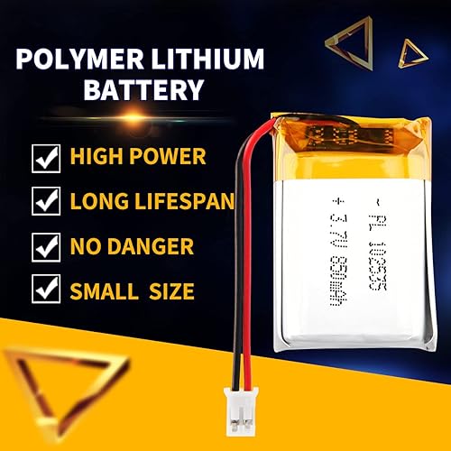 Miniatura 4 de YDL 3.7V 850mAh 102535 Batería Lipo Recargable de Polímero de Iones de Litio con Conector PH2.0mm JST