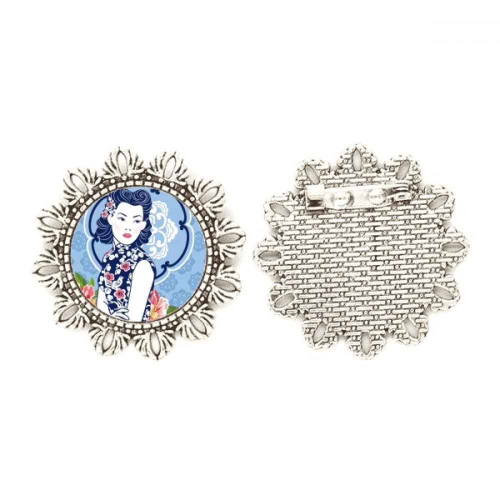 Broche de plata de flor azul como regalo de aniversario 4