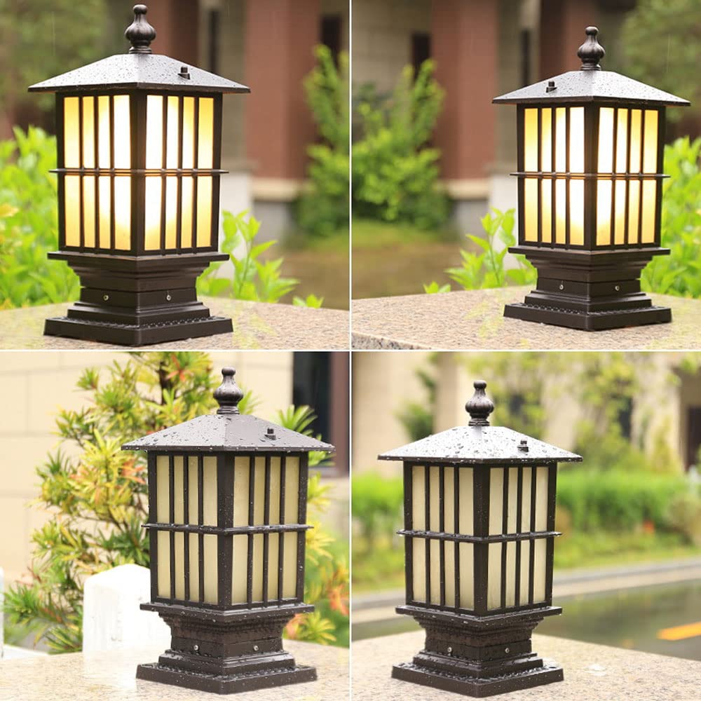 Lampada da Esterno a palo con Lanterna a Colonna in Alluminio con Base E27 Lampada da Esterno per palo per Cortile, Prato, Erba, cablato Disponibile