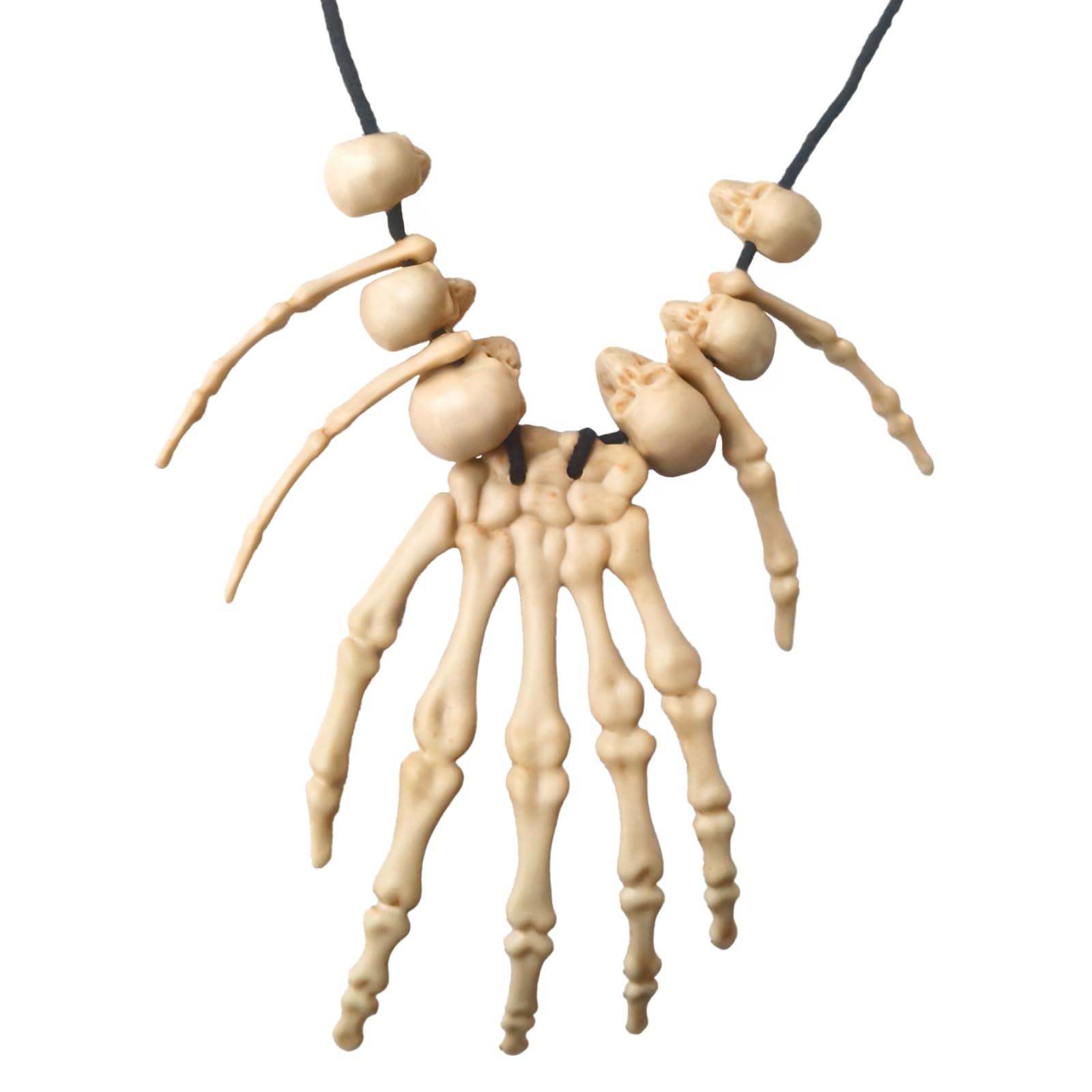 HollylifePlastic Halloween Skeleton Pendant Hand Skeleton Pendant Unisex Decorations Clavicle Chain Clothes Prom Halloween Carnival Party Costume Accessory Resin
