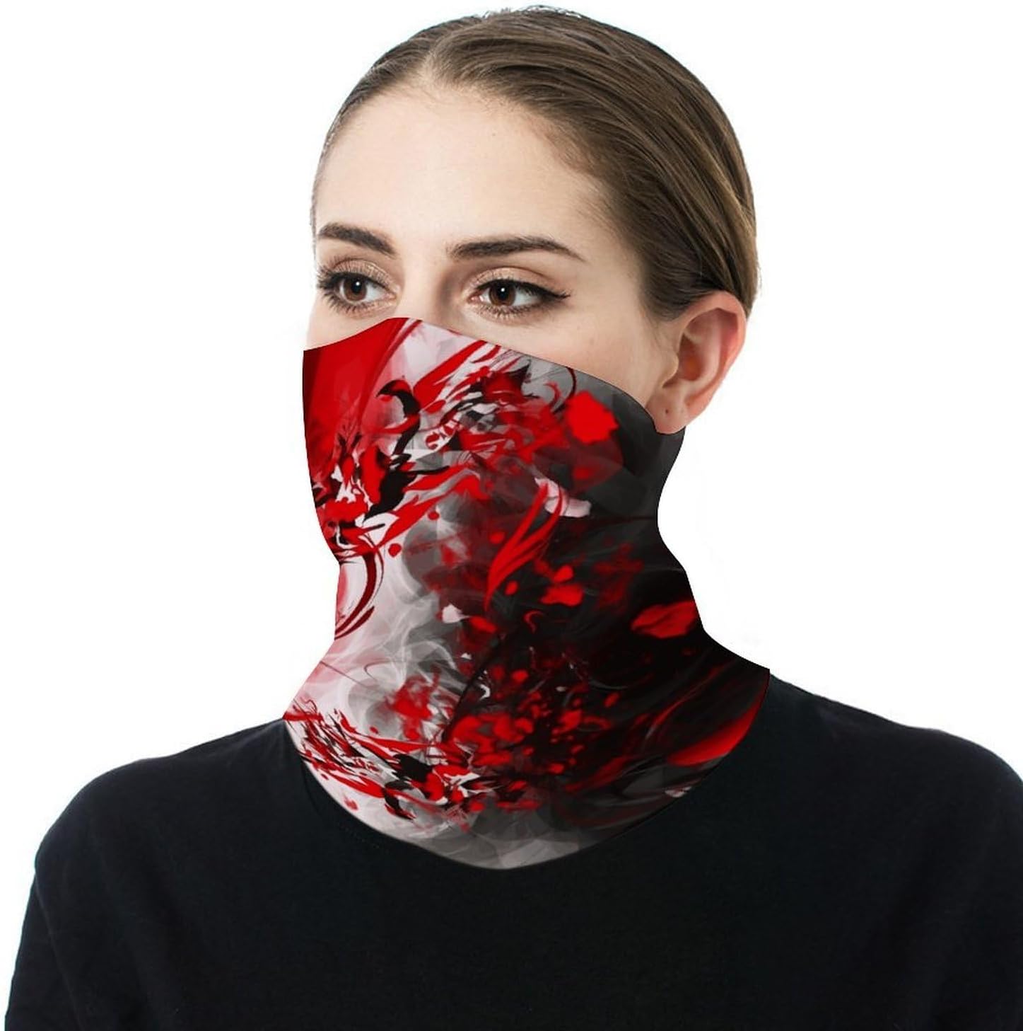 Red Black White Abstract Neck Gaiter Cooling UV Protection Bandana Gator Scarf Winter Neck Warmer Gaiter Windproof Ski Mask Scarf Windproof Face Mask Face Cover for Men Women