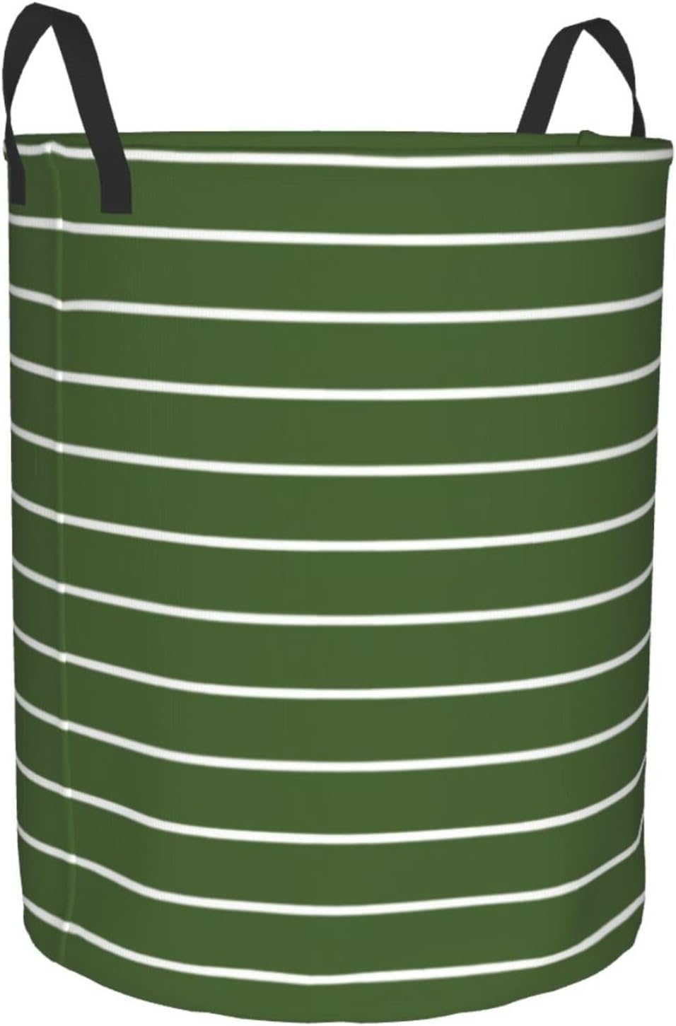 Large Laundry Basket, Olive Green and White Stripes Geometric Pattern Laundry Hamper Bag 19.6" Collapsible Washing Bin With Handles for College Dorm, Family Essentials Storage