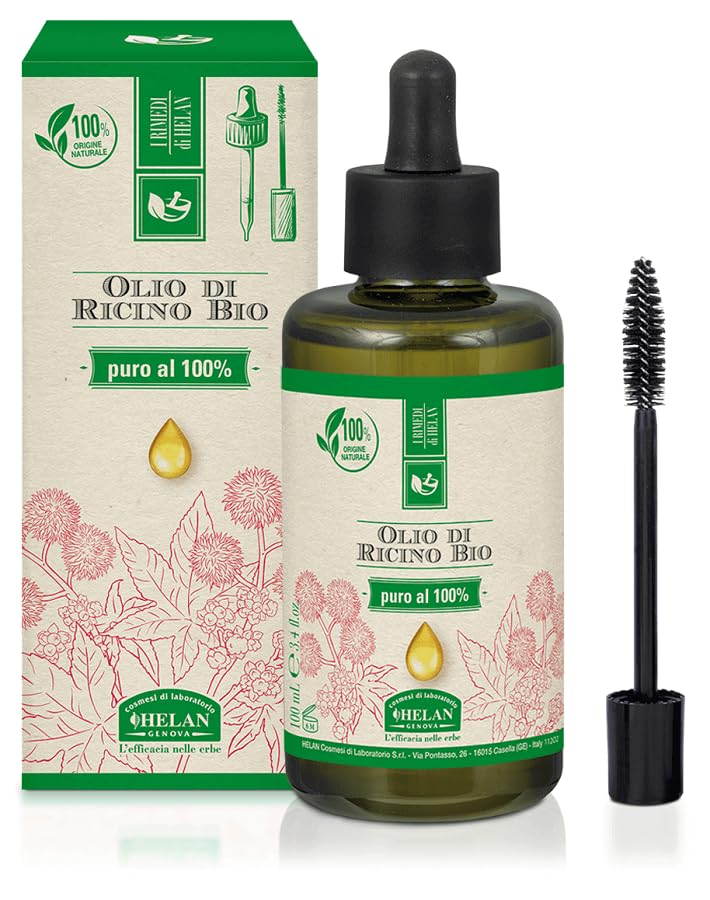 Helan, Aceite de Ricino Bio, puro prensado en frío, para pestañas y cejas, uñas, cutículas, 100 ml