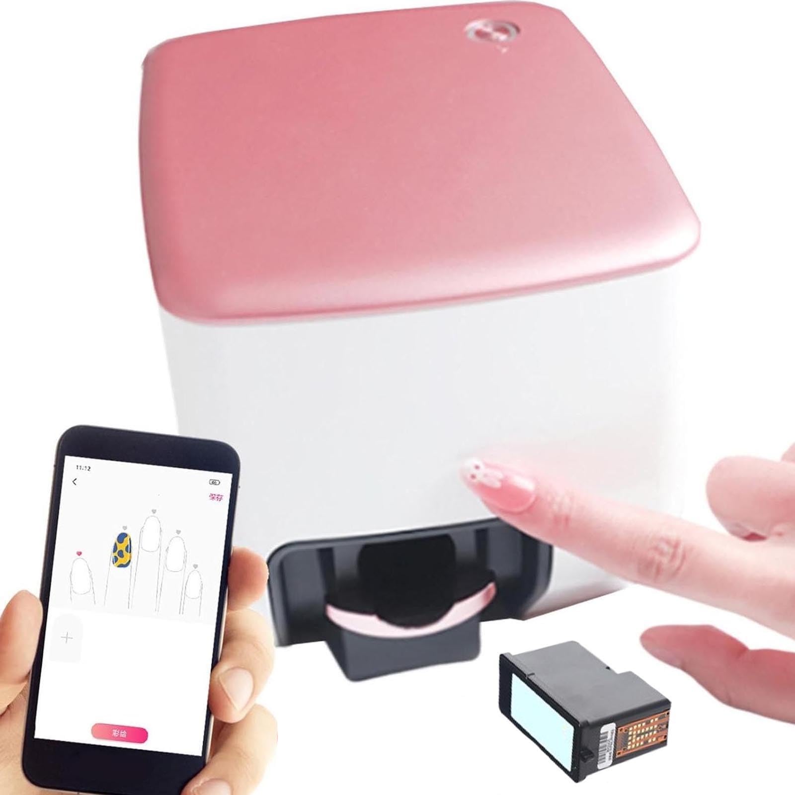 Impresora De UñAs PortáTil, Impresora Inteligente Diy Para DecoracióN De UñAs En Casa Y SalóN, ImpresióN De UñAs InaláMbrica 4800Dpi,(Accesorio Individual Opcional/Juego) NailArtMachine+Accessories