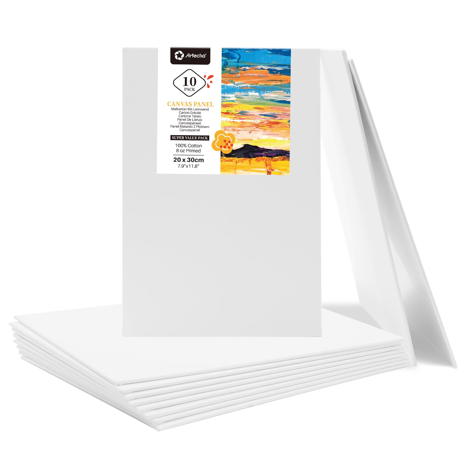 Artecho Canvas Panels for Painting, 20 x 30 cm, 10 Pack, Approx A4 โ image 1