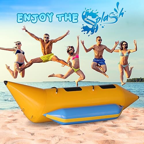 Miniatura 5 de SereneLife Person Inflatable Banana Boat, Includes Storage Bag, Foot Pump, and Repair Kit, Tough and Thick, Reinforced Seats and Foot Areas