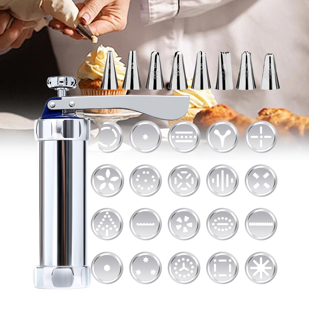 Pistolet do wyciskania ciastek, maszyna do dekorowania ciasteczek, praska do ciastek ze stopu aluminium do domowego samodzielnego pieczenia i dekoracji