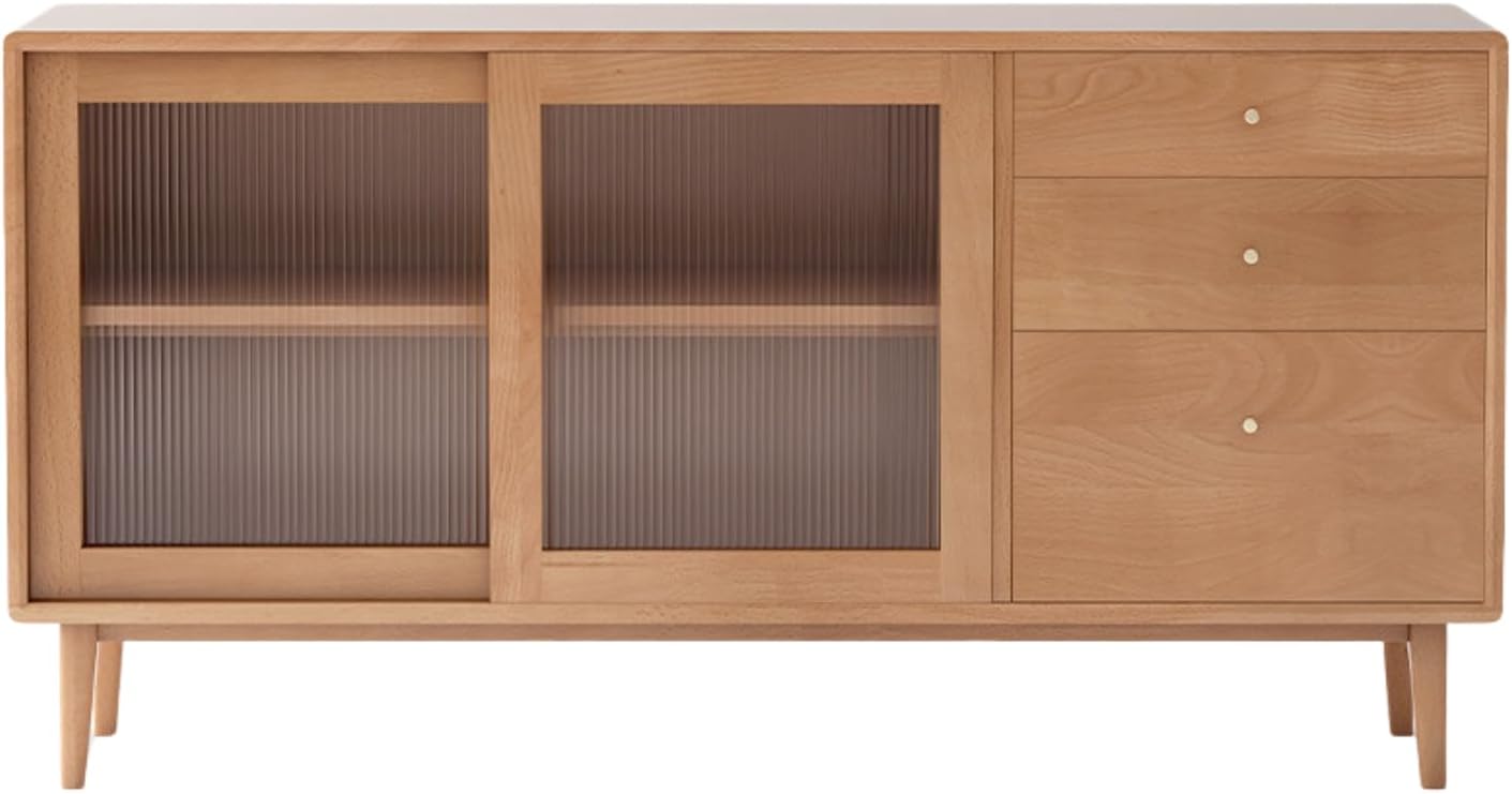 GVAwood Solid Rubberwood, Oak, Beech Solid Wood Buffet Cabinet, Sideboard 49.2x15.7x31.9 inch / 125x40x81сm / Natural Wood Color/Beech Solid Wood 1.25m Sideboard