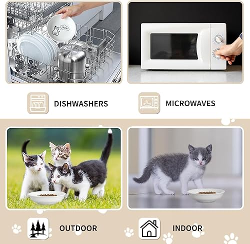 Miniatura 6 de HAPPY KIT 2 piezas Cuencos Pequeños para Gatos, Cuenco de Comida para Gatos de 5 Pulgadas para Gatos de Interior, Lindo Juego de Platos/Plato/Platos