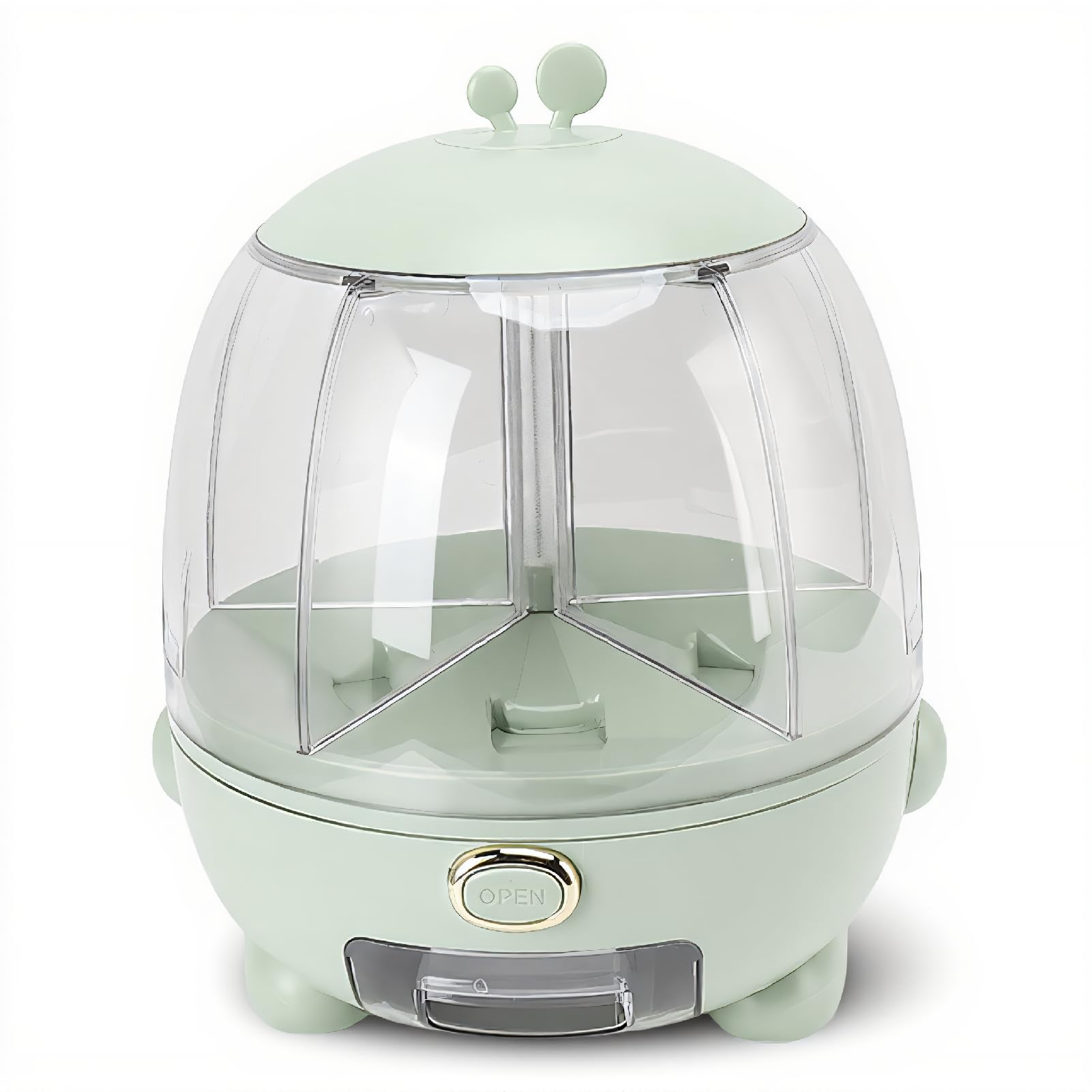 Contenitore Girevole per Alimenti, Rotazione di 360° 6.5 Kg PET HIPS Serbatoio di Riso Scatola di Cereali Botti di Riso Dispenser di Cereali Sigillato con Conserva 5 Diversi (GREEN)
