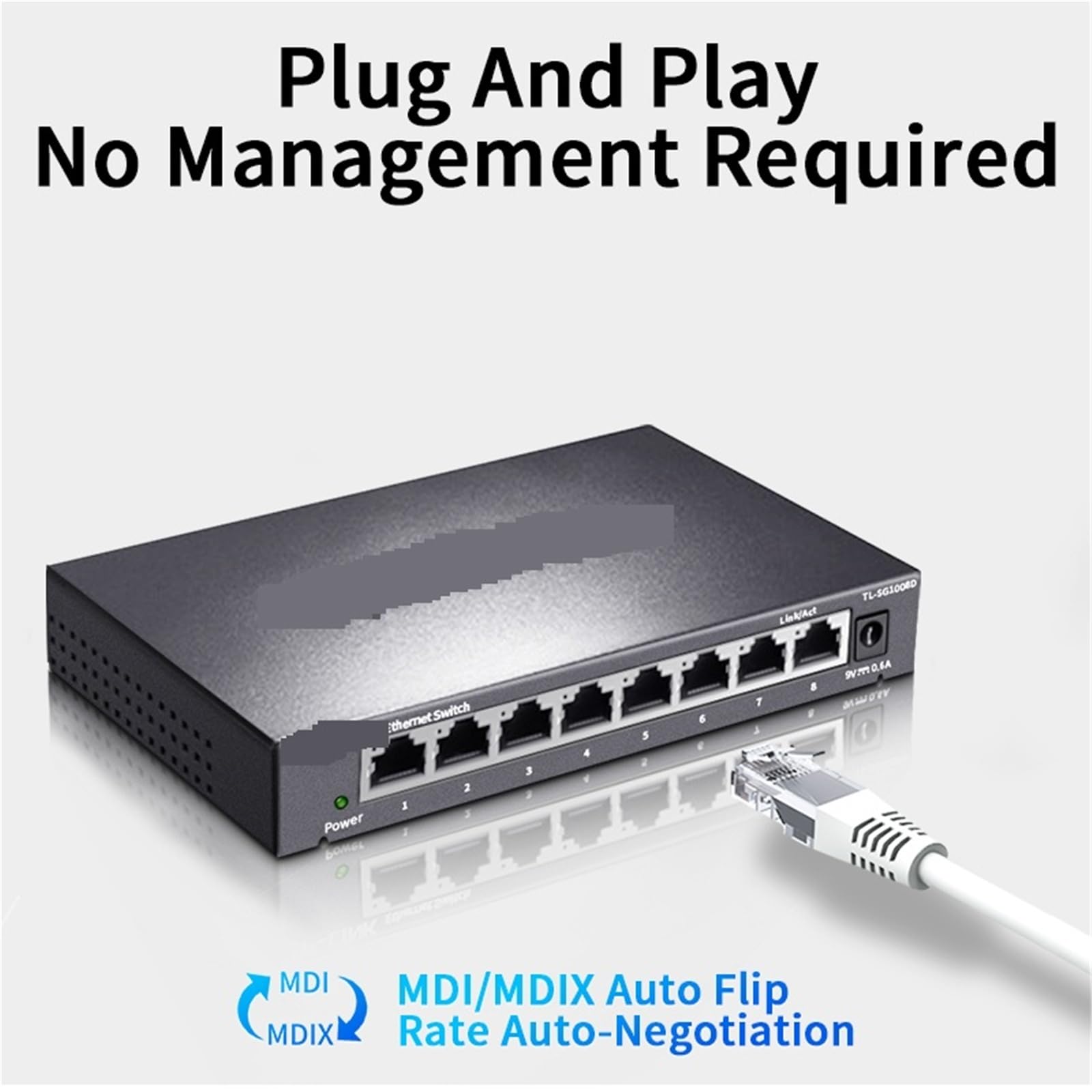 Switch Ethernet Gigabit Ethernet a 8 porte 1000 Mbps RJ45 Plug and Play Hub splitter Internet TL-SG1008D (adattatore UK)