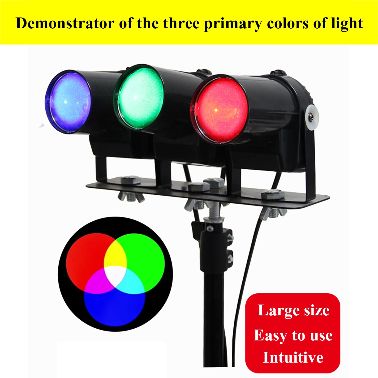 McbeAn 3-Primary Color Light Demonstrator, RGB Three-Primary Color Teaching Demonstration Lamp, 2.1m Retractable Bracket, Light Color Synthesis Experiment Device