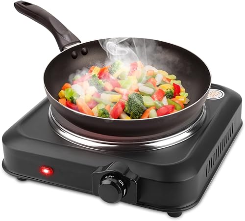 Miniatura 9 de Estufa eléctrica de 2000 W, quemador infrarrojo portátil, doble quemador eléctrico con ajustes de temperatura continuos, encimera doble estufa con