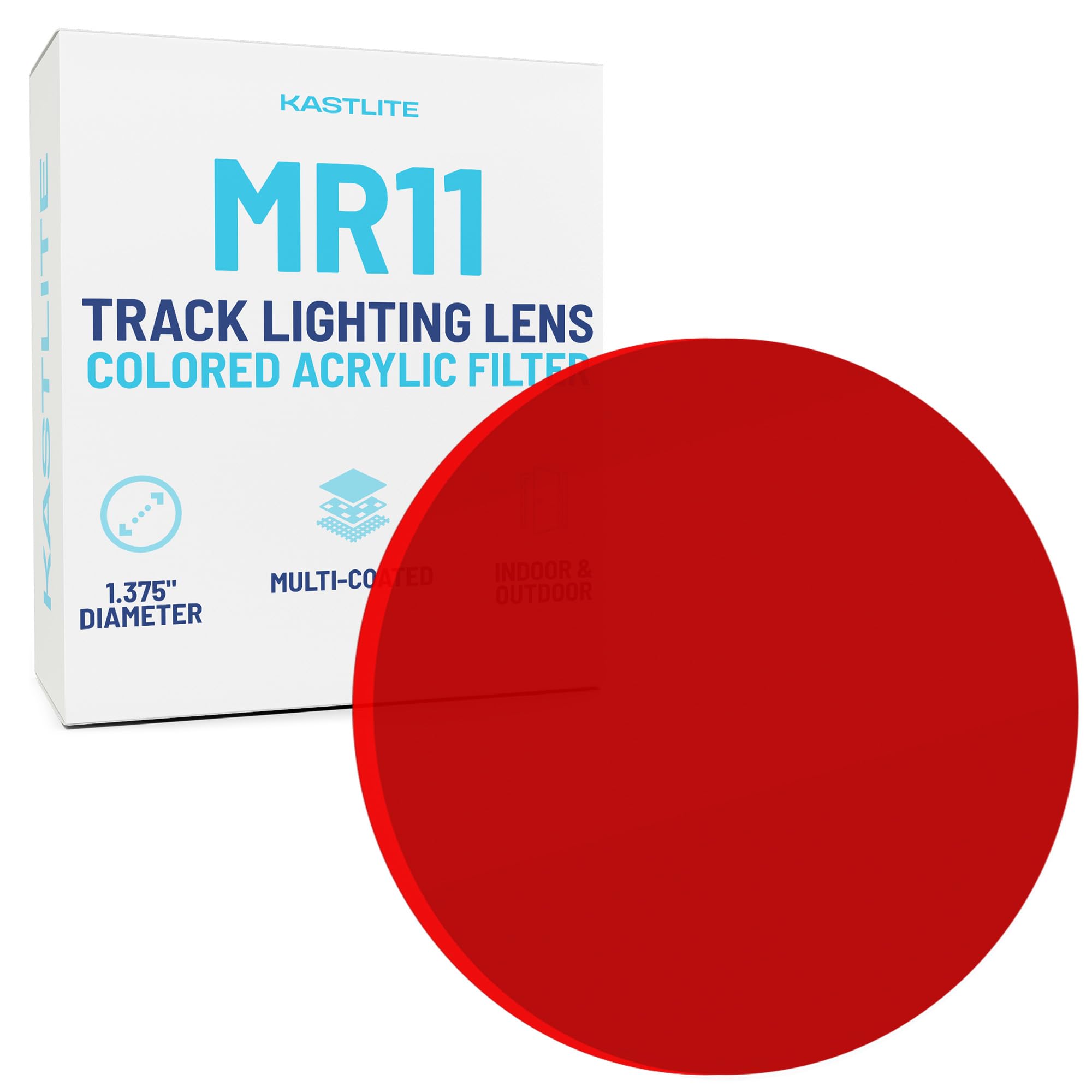 KastLite Red Acrylic Lens Filter for Halo Track Lighting | Track Light Head - Adjust The Color of Your Lighting | Common MR11 Bulb for Spotlight Fixtures