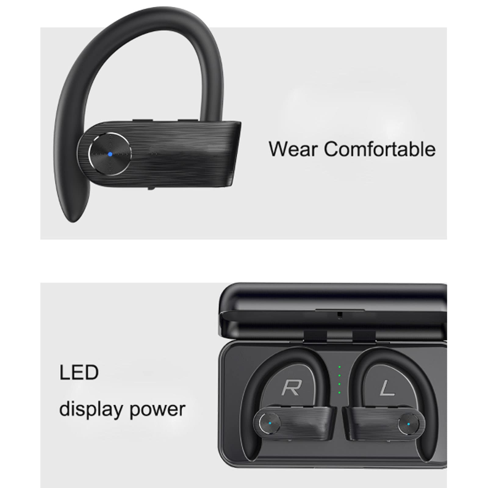 Écouteurs Supra-Auriculaires Écouteurs Bluetooth TWS Écouteurs Étanches Confortables Écouteurs de Course à Pied