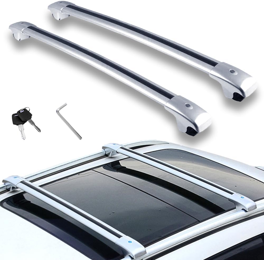 2PCS fit for Chevy Captiva 2018-2026 Lockable Roof Rail Rack Crossbars Cross Bars Aluminum Alloy Silver