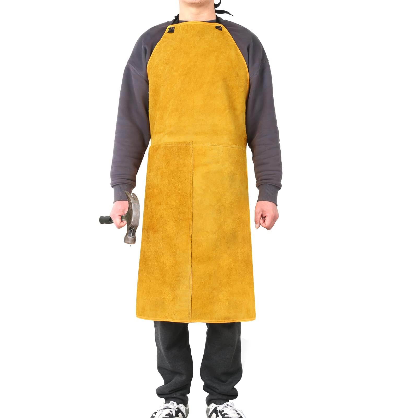 Youyijia Schweißerschürze Flammhemmende 60 x 90 cm Arbeitskleidung | lederschürze schweißerschürze aus Kuhspaltleder Hitzebeständig Spaltleder Latzschürze Verstellbare Schutzkleidung