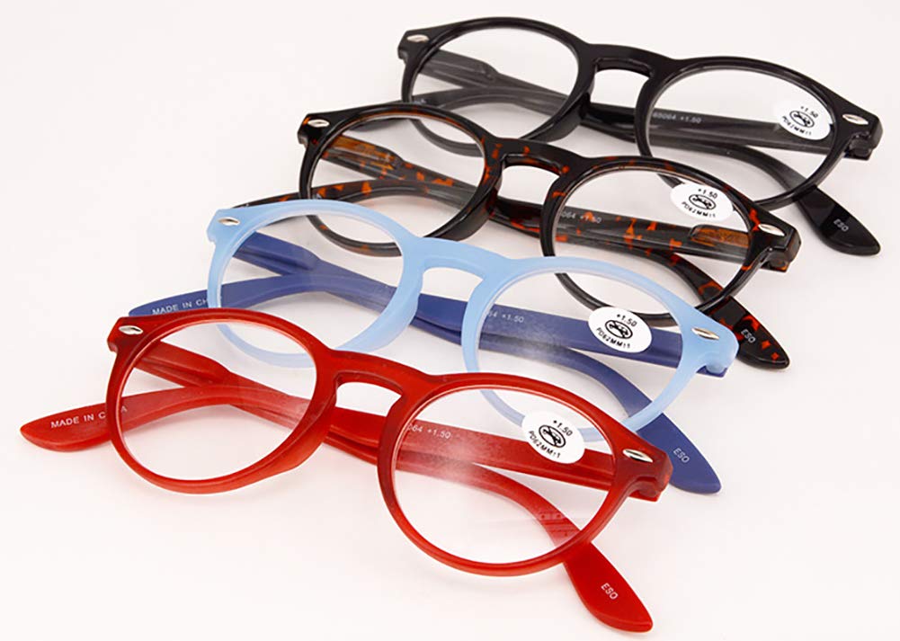KOOSUFA Lesebrille Herren Damen Retro Runde Nerdbrille Lesehilfen Sehhilfe Federscharniere Vollrandbrille Anti Müdigkeit Brille mit Stärke 0.0 1.0 1.5 2.0 2.5 3.0 3.5