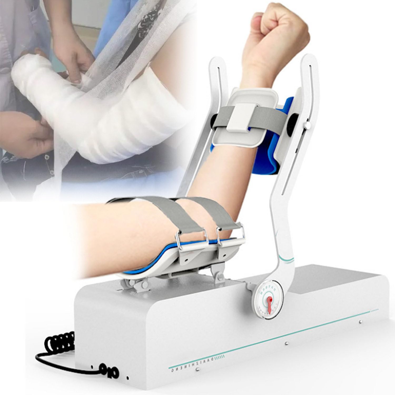 Elektryczny sprzęt do rehabilitacji ramienia, trenażer do rehabilitacji stawu łokciowego, z pilotem, -10°-150° (+20) ćwiczenie pod pełnym kątem, do rehabilitacji stawów łokciowych