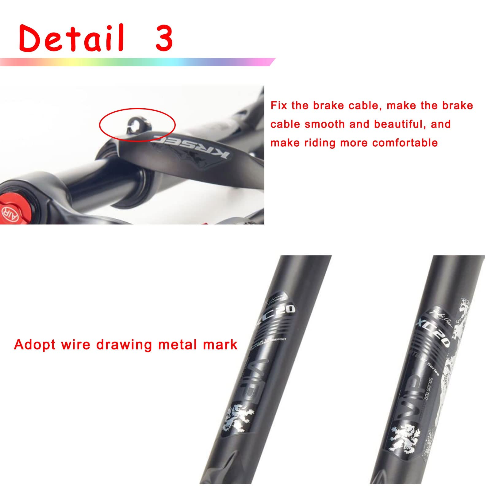 Horquilla de suspensión MTB de 26/27,5/29 Pulgadas, 120 mm de Recorrido, aleación de magnesio de 1-1/8", liberación rápida de 9 mm, Accesorios de Aire
