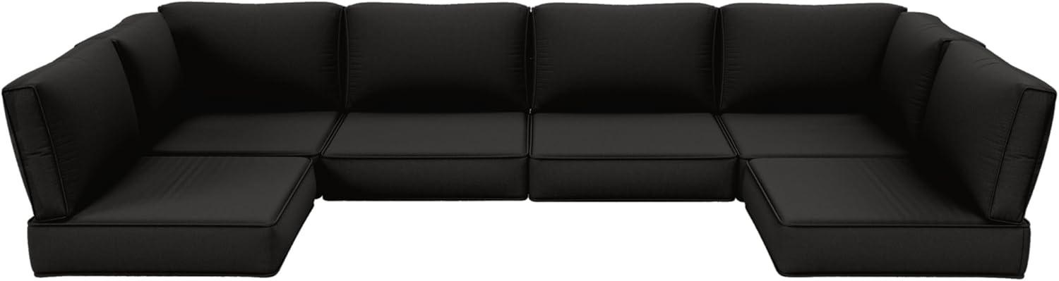 Outdoor Furniture Replacement Cushions, 5" Foam Foam High-Density, Fits 6-seat Sectional Rattan Conversation Set, 14 Piece Patio Water-Resistant Replacement Sofa Cushions, Liner&Cover