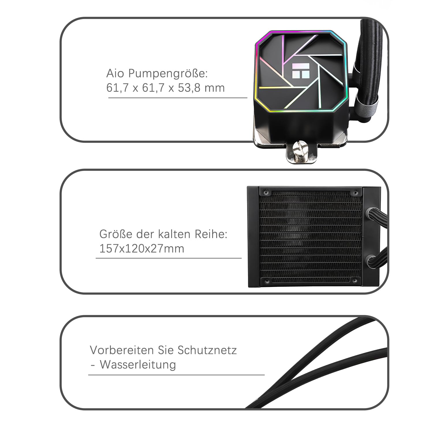 TR-Thermalright Aqua Elite 120 V3 CPU, raffreddamento ad acqua completo, 120, specifiche AIO PC, ventola di raffreddamento ARGB da 120 mm, facile installazione, compatibile con AM5/AM4, LGA1851/1700