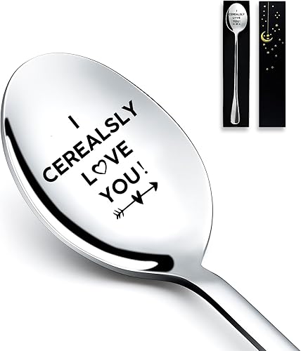Divertida cuchara de acero inoxidable grabada, cucharas I Cerealsly Love You, cuchara de cereales y café para marido, esposa, parejas, novio, novia,