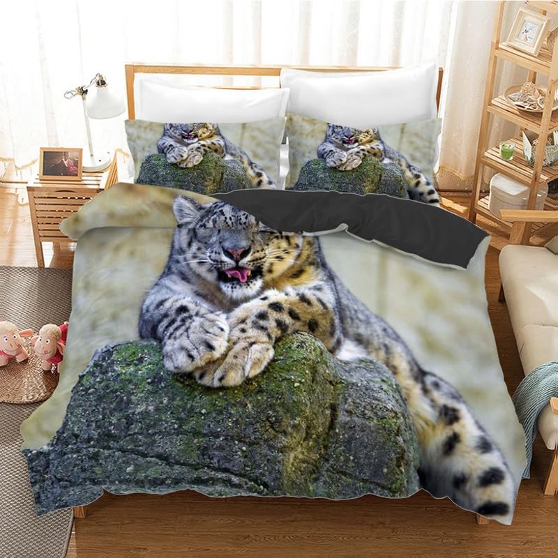 Housse de couette 140x200 motif animaux vert clair avec 2 taies d'oreiller
