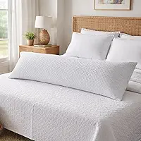 Brambila Travesseiro de Corpo Gigante Matelado Premium, Branco, Macio, 140x40 cm, para Dormir de Lado, Suporte para Coluna e Gestante