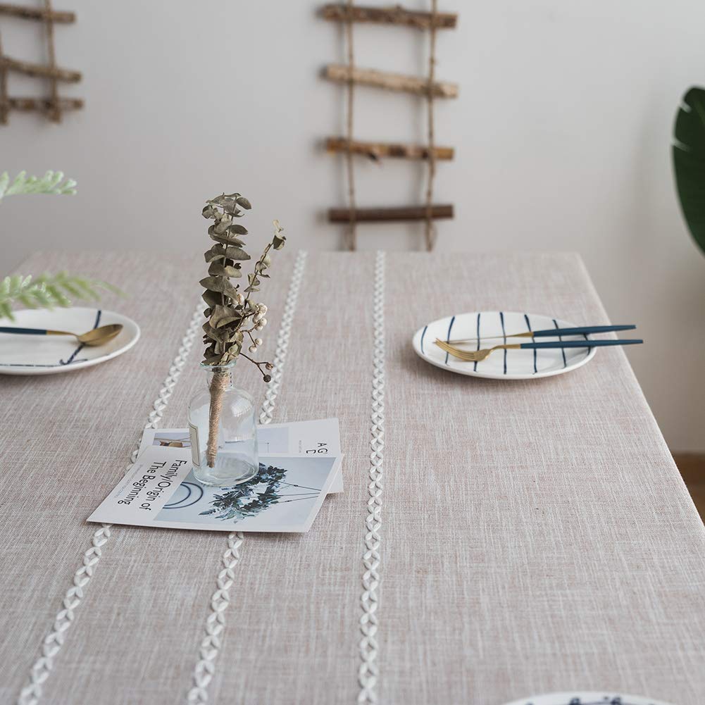 Coton et Lin Nappe 105x175cm, Poussière Tissu de Table à Manger, Lavable Entretien Facile Résistant Résistance aux Rides Antibactérien, pour Maison,Mariage Cérémonie - Marron