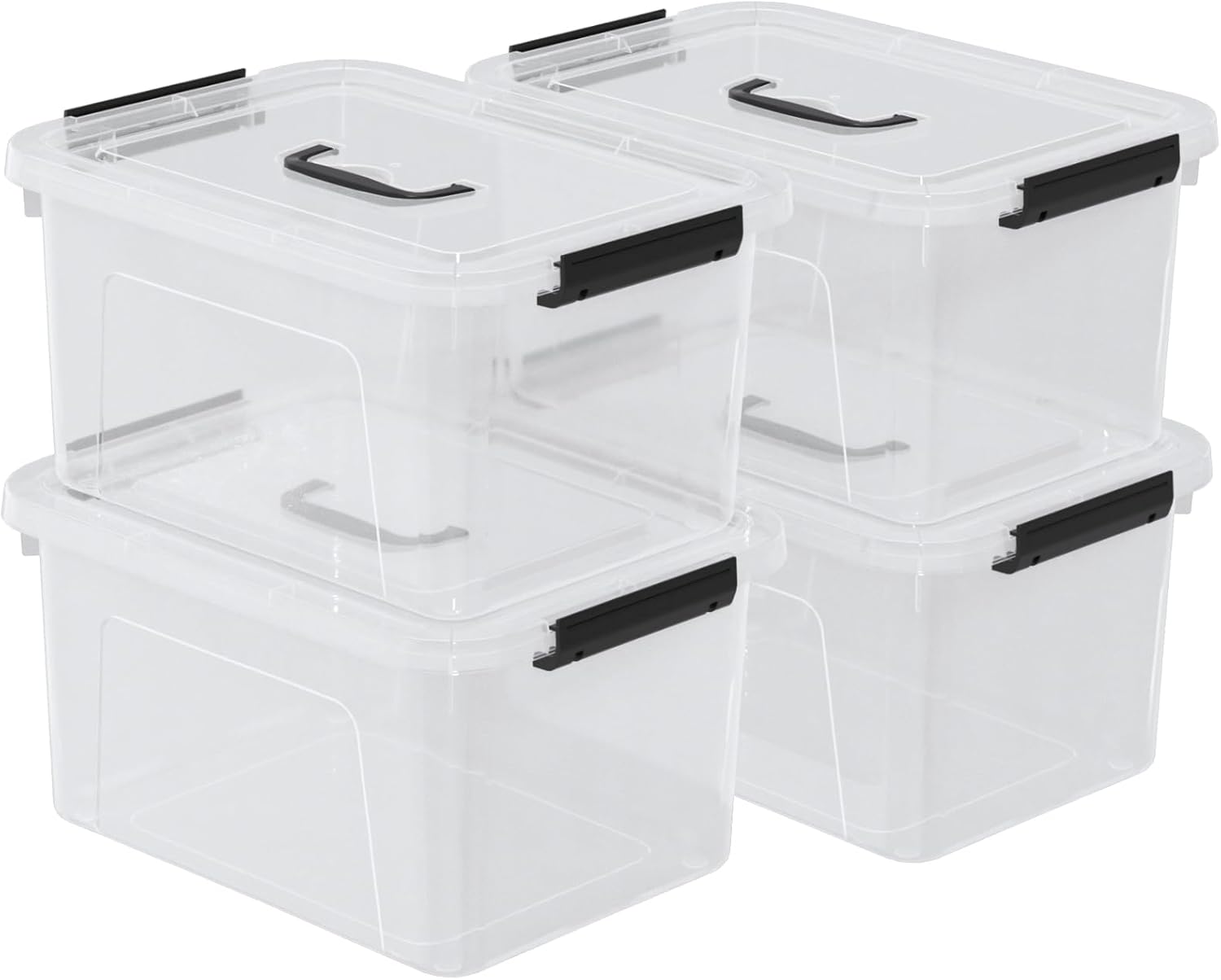 10.5 Quart Clear Plastic Storage Box/Container with Handle, Plastic Storage Bin with Lid, 4 Packs