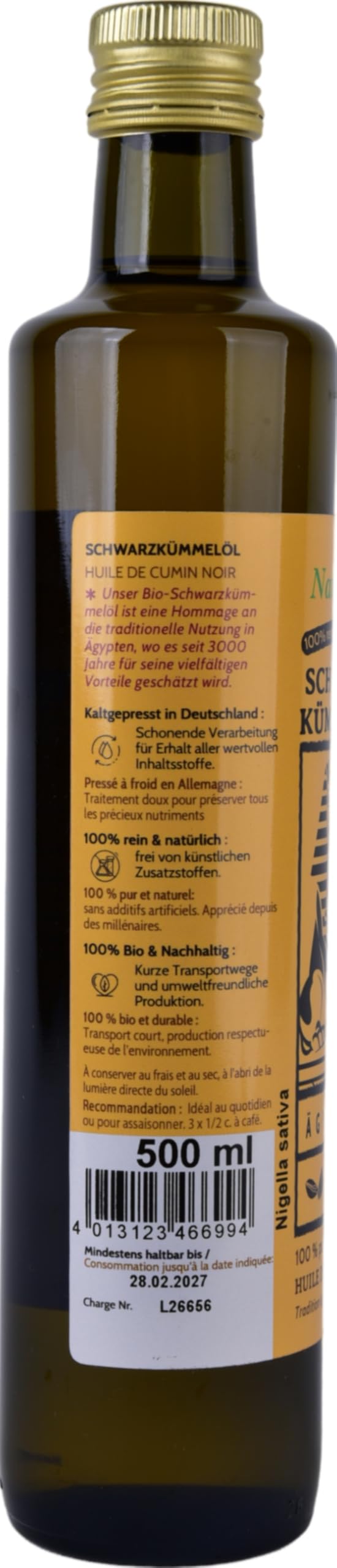 Puro Aceite de comino negro Bio - Nigella sativa de Egipto 500ml