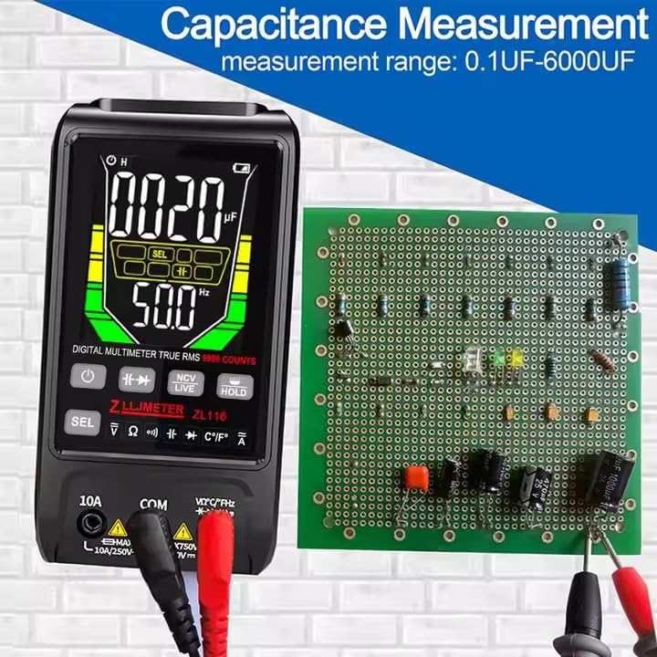 ZLLJMETER ZL116 Digital Multimeter measuring liquid temperature with a thermocouple