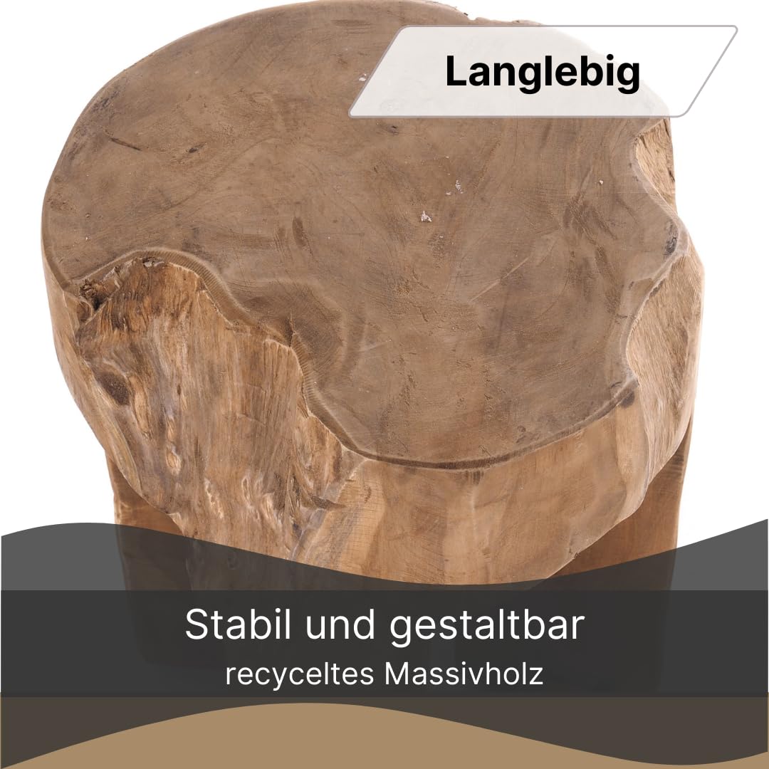 DESIGN DELIGHTS RUSTIKALER BAUMSTAMM HOCKER Log | 41x29x29 cm (HxBxT), Altholz, Natur | Sitzhocker