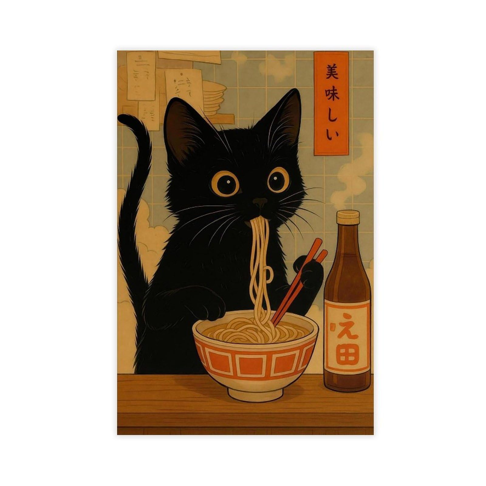 OAHFDF Noodle Cat Thief Anime Japanese Canvas Poster Wall Art Decor Print Picture Paintings for Living Room Bedroom Decoration 12x18inch(30x45cm)