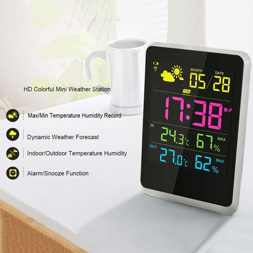Wireless Termometro elettronico e Multi-Funzione Orologio igrometro Famiglia Camera Orologio con termometro Studio Desk Clock (Size : 1)