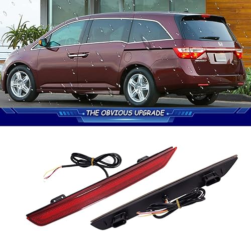 Miniatura 2 de 3 en 1 para 2011 2012 2013 2014 2015 2016 2017 Honda Odyssey, Reflector de parachoques trasero LED, Luces de freno, señal de giro, lente roja