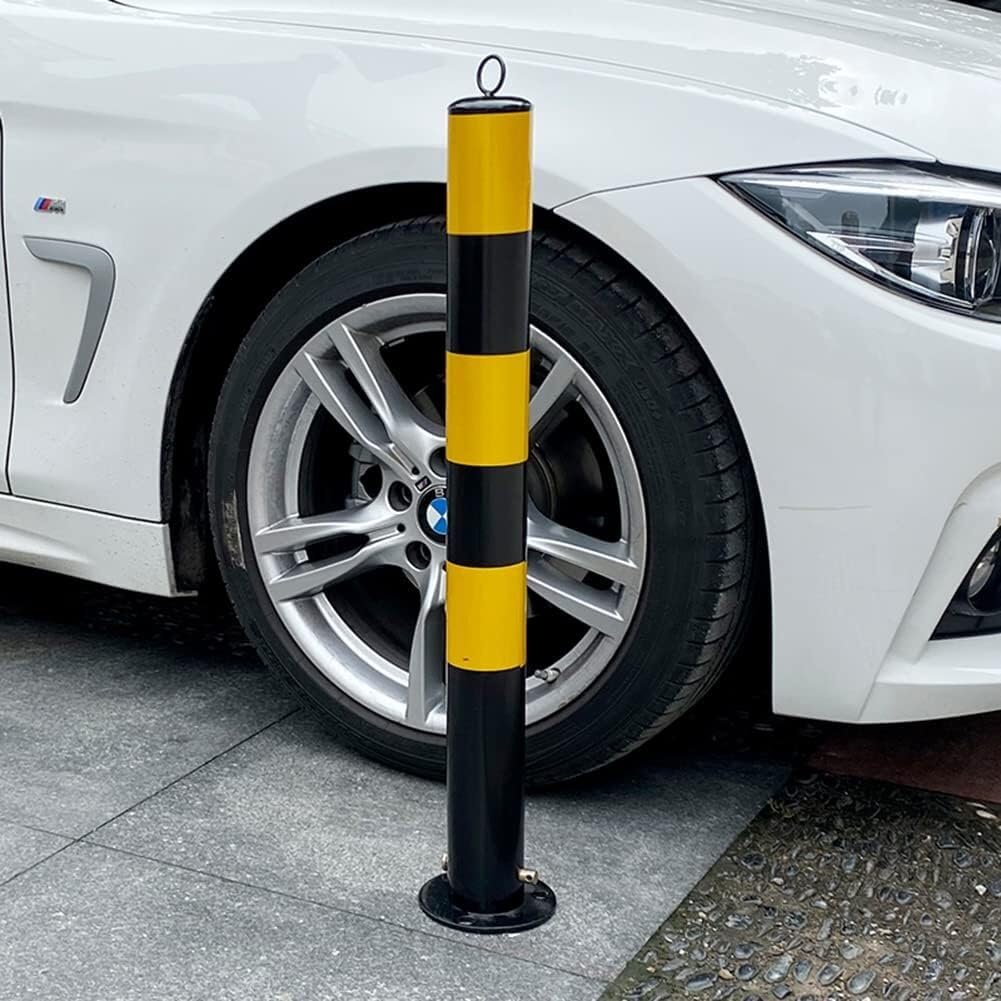 CukUJH Parking Guardrails Parking Barrier 2 Pack Parking Bollards Stainless Steel Security Posts for Driveways Lockable Parking Barriers Car Security Parking Post