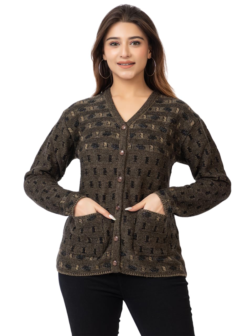 twenty me Winter Wear/Casual Wear/Outdoor Wear/Acrylic Blend/V Neck/Embroidered/Full Sleeve Women's Cardigans (2393)-picture-21