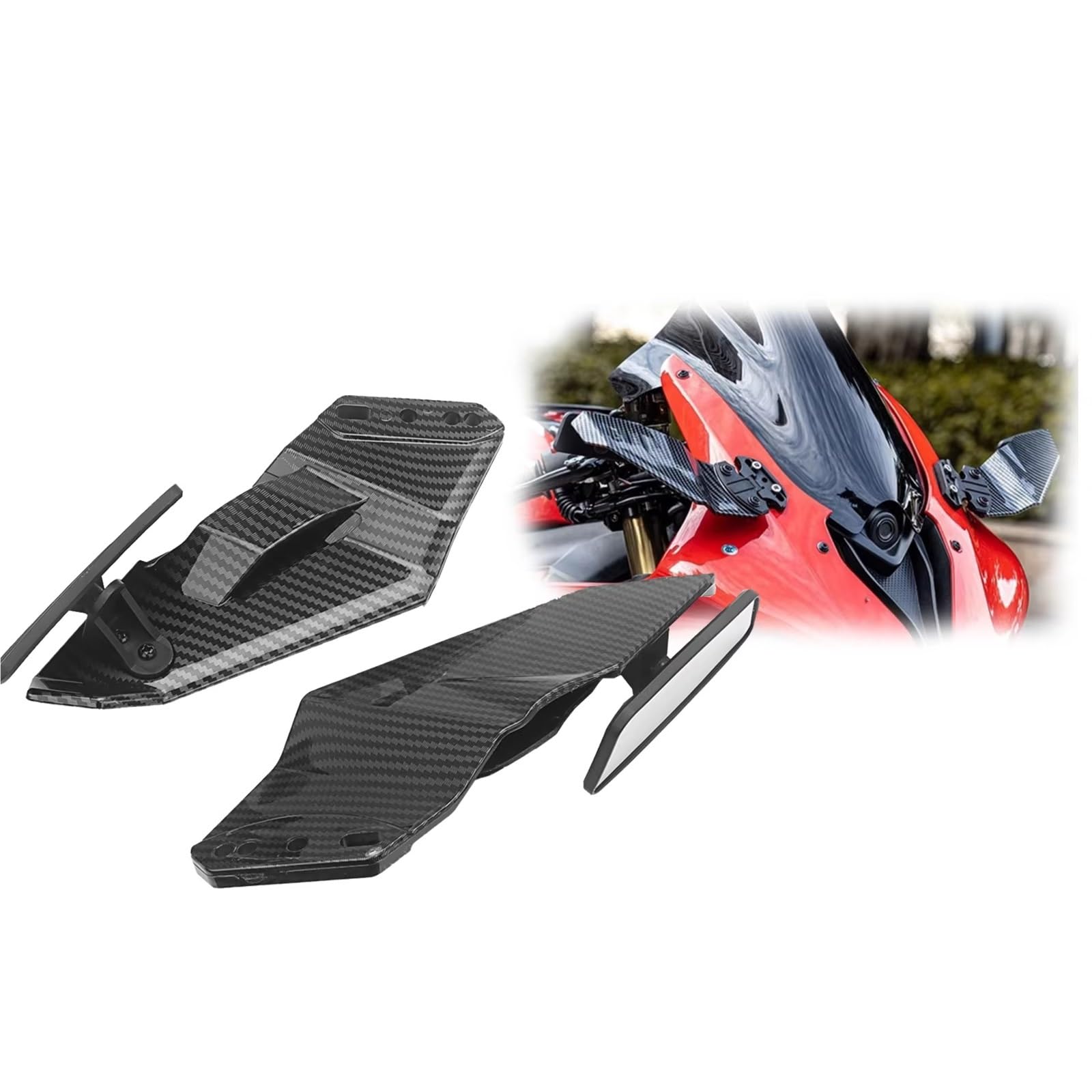 Motorrad Winglet Kompatibel Mit Yamaha Für Yzf Für R1 Für R3 Motorrad Spoilerverkleidung Verstellbare Drehbare Rückspiegelseite Flügel