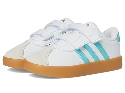 adidas Kids VL Court 3.0 Shoes Kids Shoes White/Flash Aqua/Alumina : 10 Toddler M, Synthetic/Textile