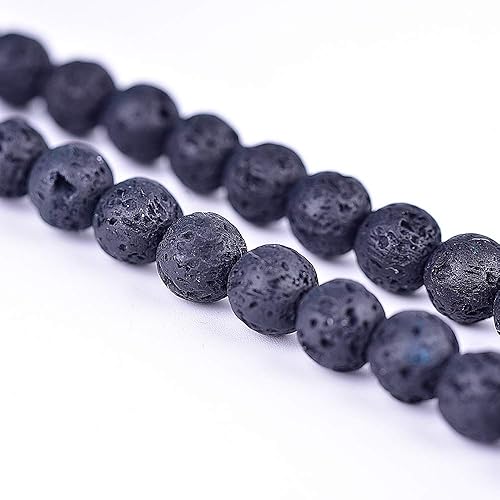 Miniatura 3 de Yuncai Cuentas redondas sueltas de piedra volcánica de lava natural de 0.394 in para joyas, pulseras, collares, suministros de fabricación de