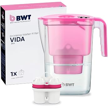 BWT Vida Water Filter 2.6 L Pink with 1 Magnesium Filter Cartridge