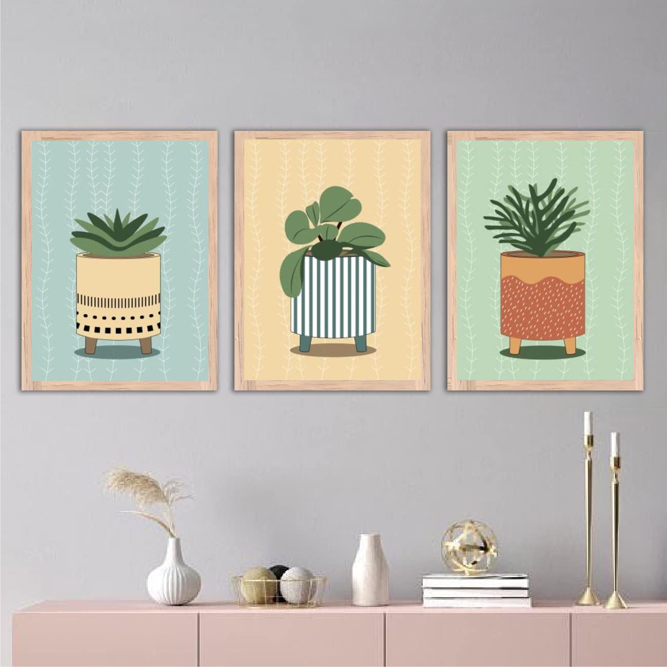 BANGERZ Plants Framed Wall Posters/Paintings For Wall Living Room Bedroom Home Decoration Frames For Wall Decor Office Decorative Big Size (Set of 3)