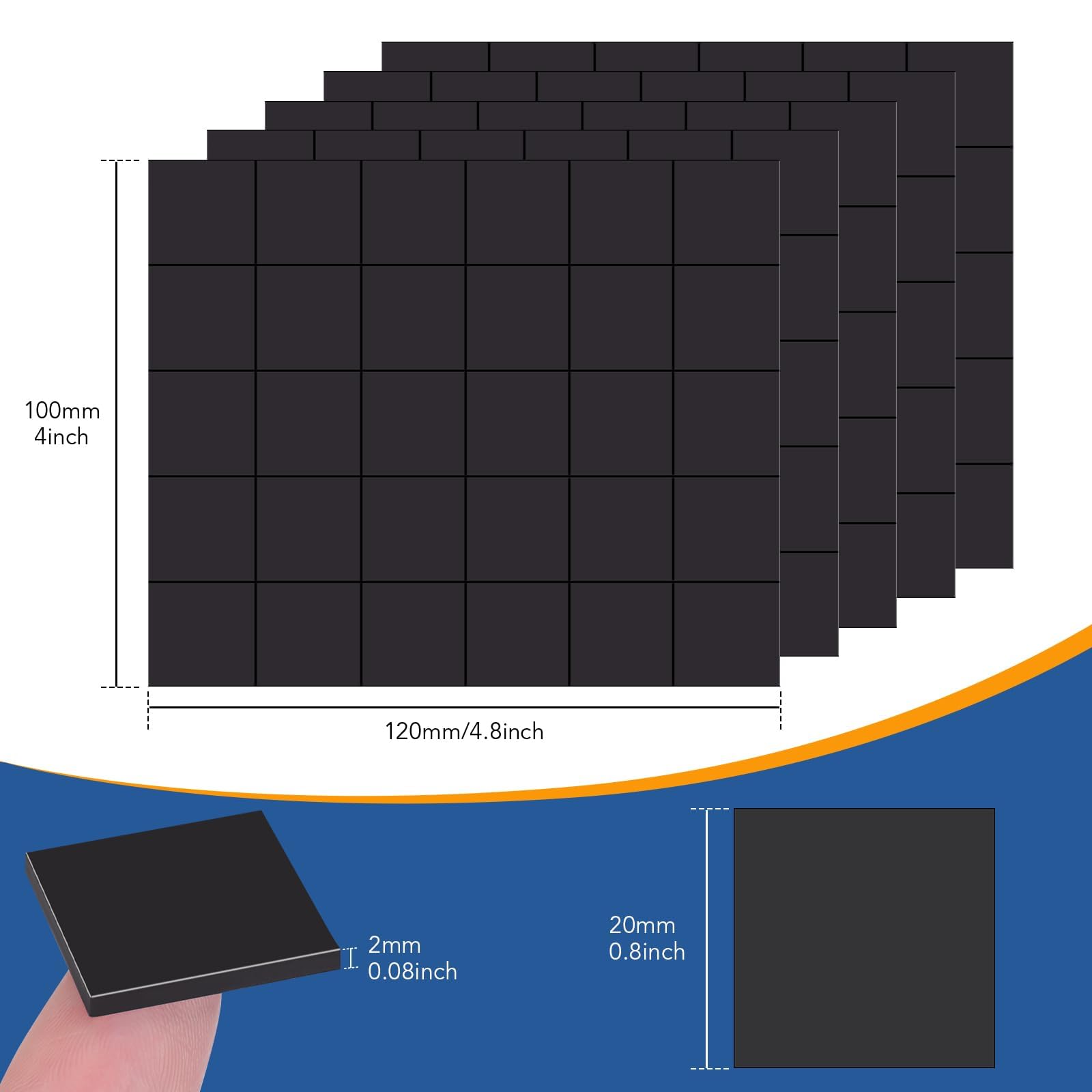 DIYMAG Adhesive Magnetic Sheets - |Each 20x20x2mm| (110 PCS) Align Image with The Magnetics Sheet,Then,Tear Off The Protective Film to Stick The Images on Surface of Binder