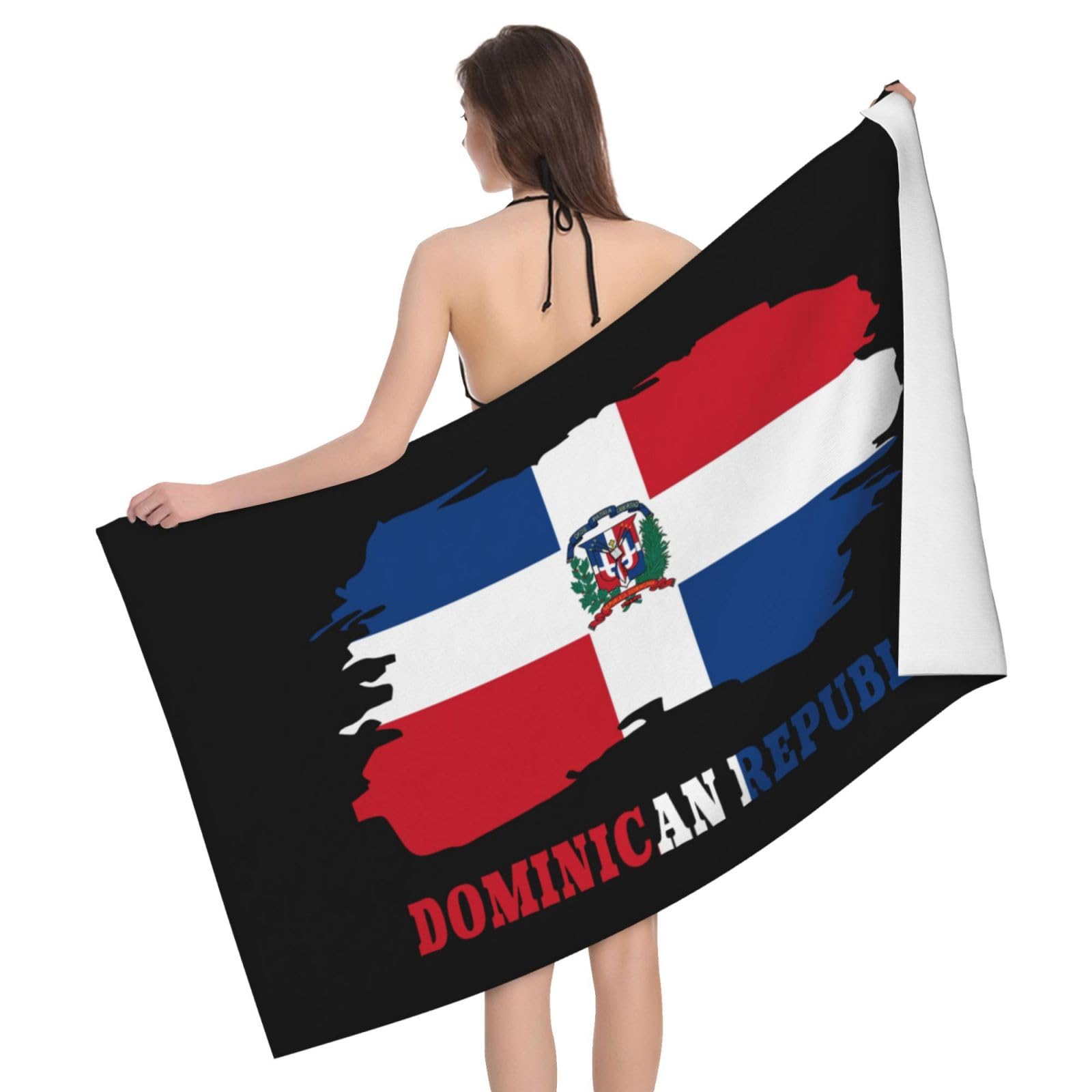 HLBSDM Microfiber Dominican Republic Map Flag Beach Towel Quick Dry Soft Sand Free Beach Towels for Pool Swim Beach Lightweight Thin Towels