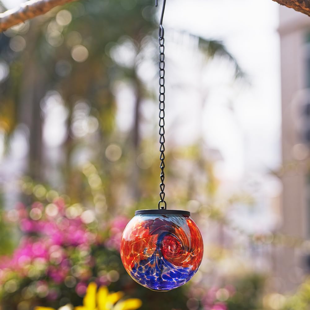 Lanterne solari da appendere all'aperto, luci a sfera a energia solare, luce in vetro impermeabile da appendere, per giardino, cortile, albero, casa, decorazione natalizia, inchiostro blu