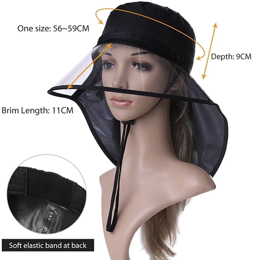 RWRAPS Cappello da Sole Unisex Impermeabile da Pioggia Cappello da Passeggio a Tesa Larga da Donna Cappello da Spiaggia con Cinturino sottogola (Colore: 99046-Navy, Dimensione: M) (99046A Black M)