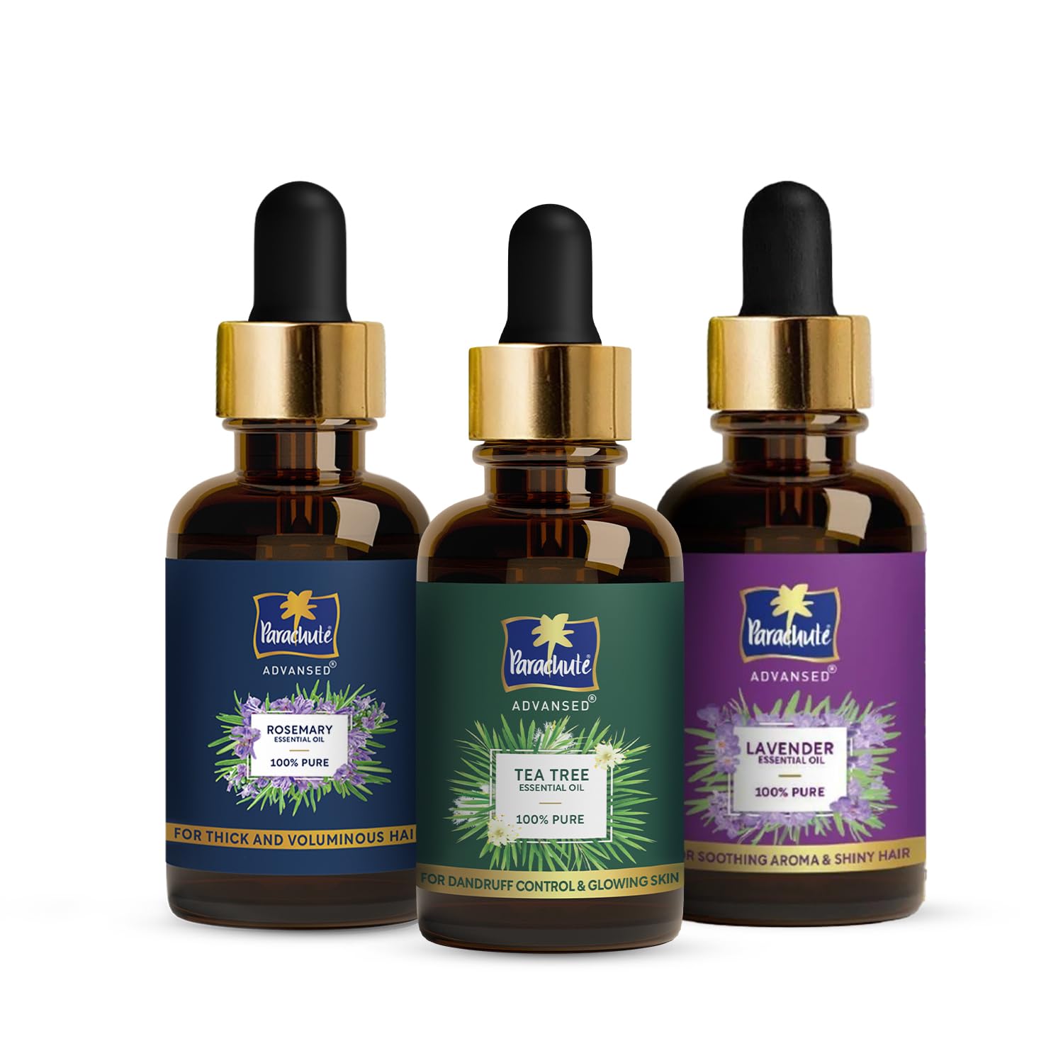Parachute Advansed Rosemary, Tea Tree, Lavender Essential Oils Set for Hair, Scalp & Skin | 100% Pure | Hair Growth, Hair Fall & Dandruff Control, Glowing Skin | 14ml x 3-image-29