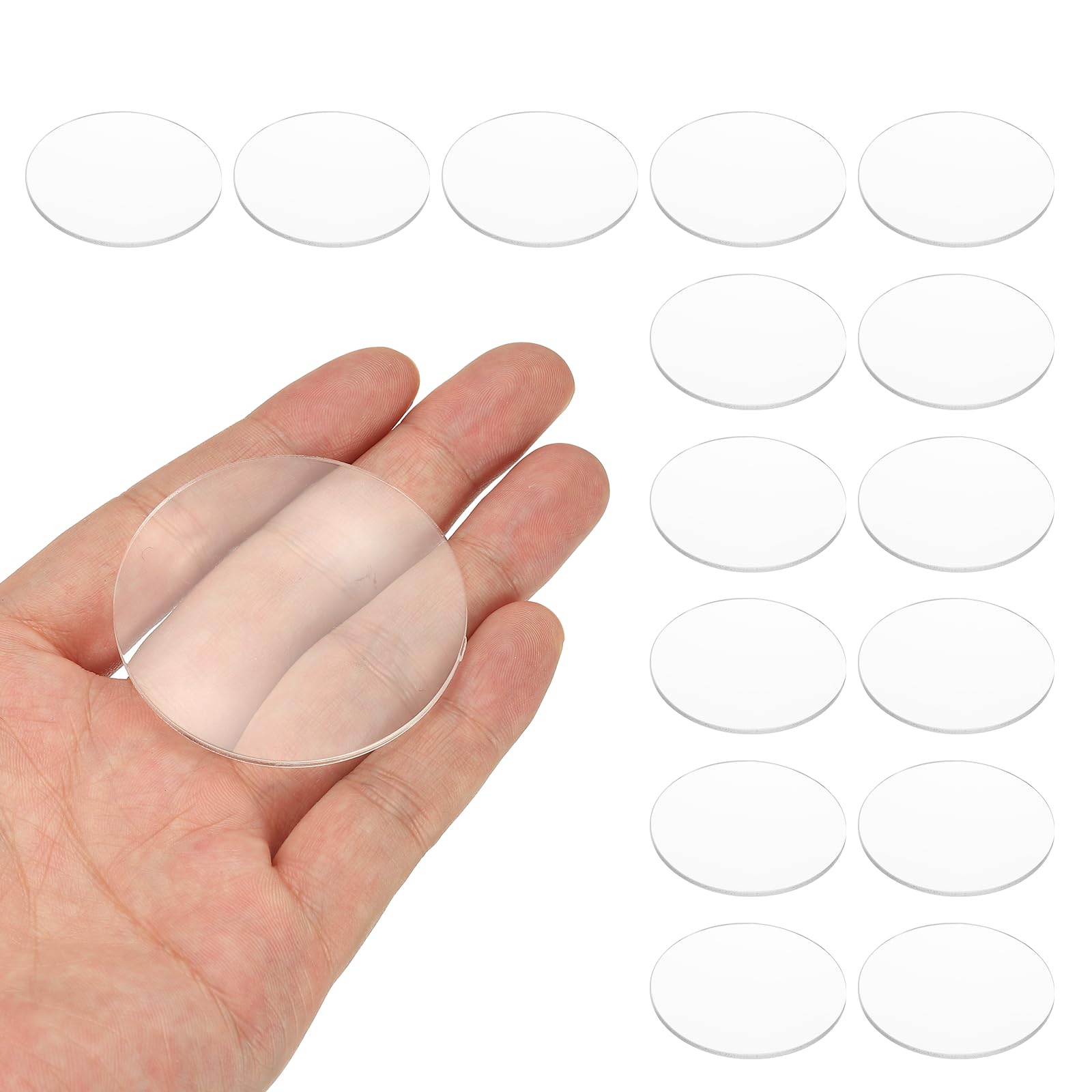 PATIKIL 15 Pack Biconvex Lens, 50mm Dia. 180mm Focal Length Spherical Optical Lenses Magnifier Paperweight Acrylic Double Convex for DIY Office Desk Home Science Experiment Telescope